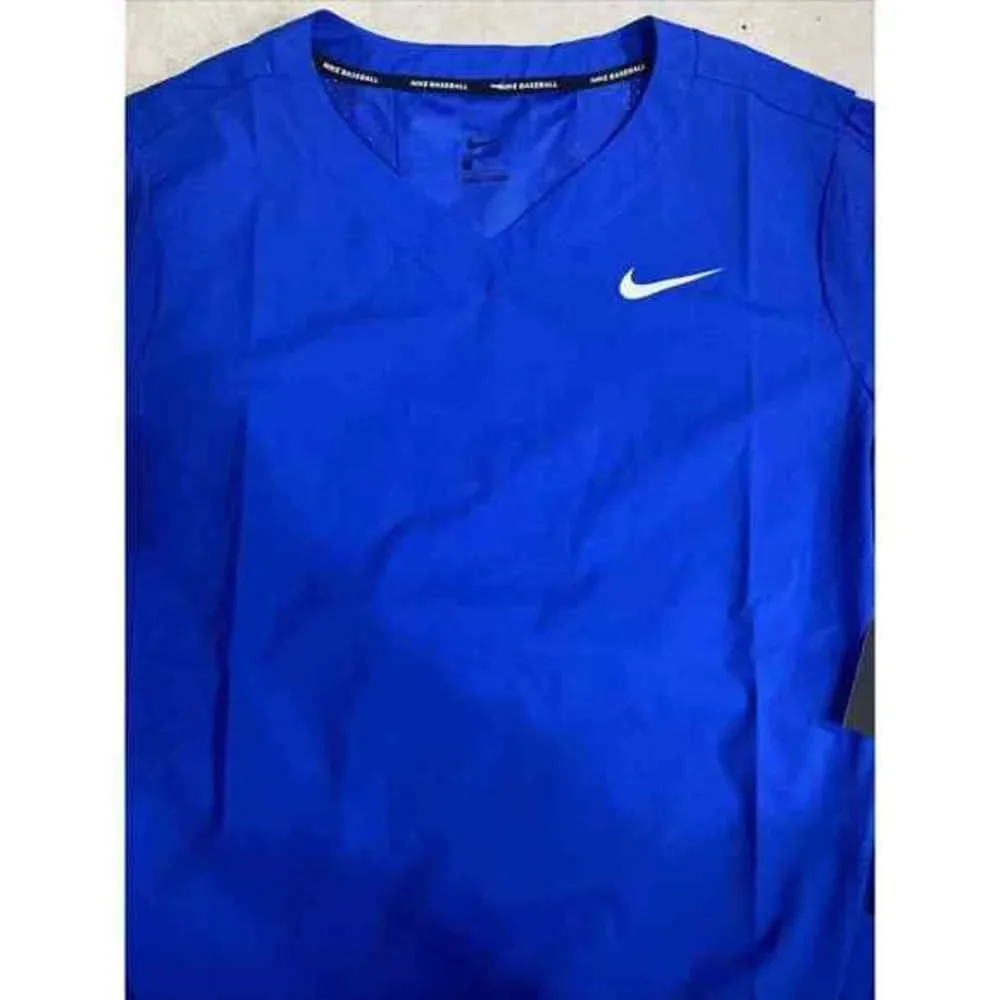 Nike Men's Baseball Pullover Jacket‎ Windbreaker Short Sleeve Blue NEW $85 Small